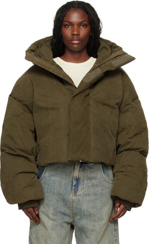 Entire Studios Blouson matelassé MML kaki rembourré en duvet à capuche
