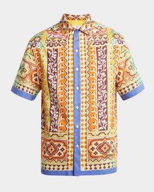 Men's Ornate Floral Short-Sleeve Shirt