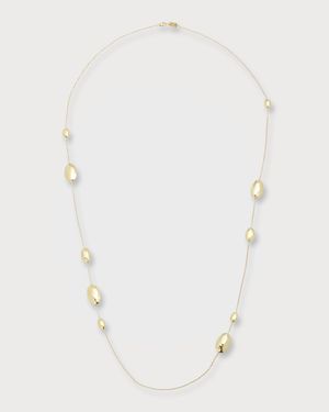 Long Hammered Multi Station Layering Necklace in 18K Gold