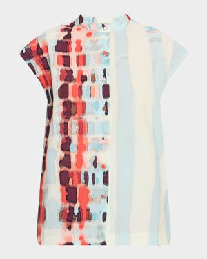 Adele Short-Sleeve Textured Blouse