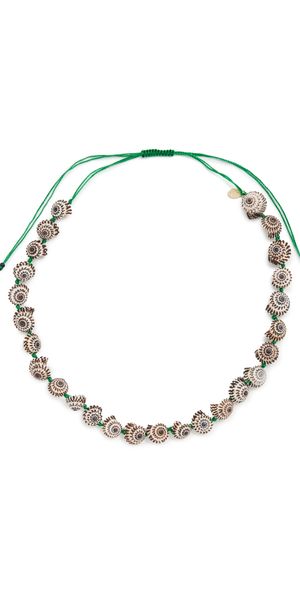 Clare V. Checker Shell Necklace Cream/Black One Size