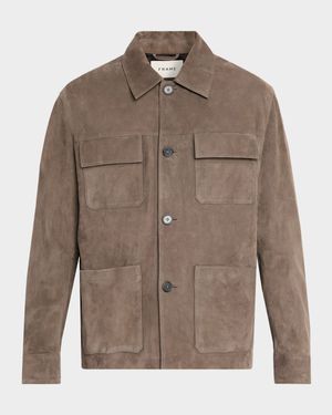 Men's Taupe Suede Chore Coat