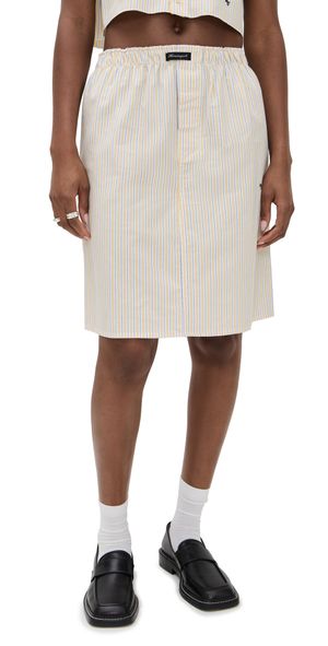 HOMMEGIRLS Boxer Pencil Skirt Yellow Stripe Oxford S