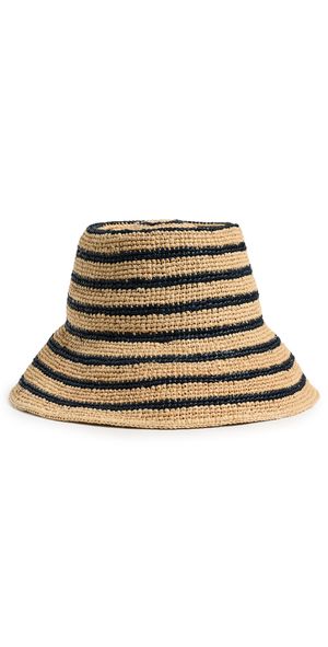 Janessa Leone Packable Bucket Hat Natural/Navy S