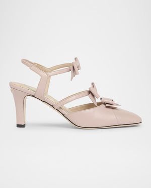 Bow VLOGO Strappy Leather Pumps