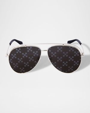 Men's Winner Arrow-Lens Metal Aviator Sunglasses