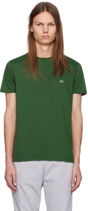 Lacoste T-shirt vert à col ras du cou