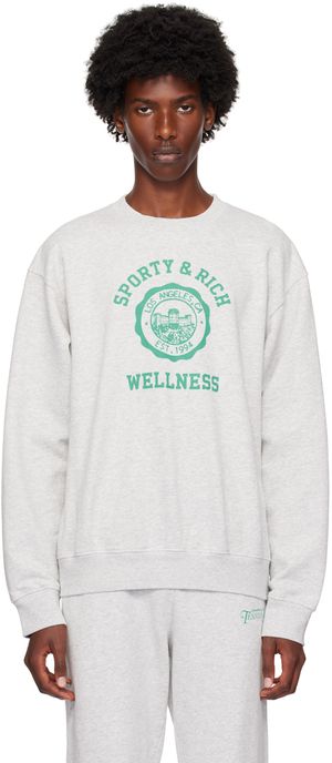 Sporty & Rich Pull molletonné gris à logo Emblem