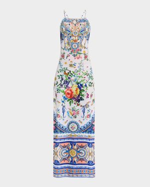 Tiles Darls High-Neck Maxi Dress