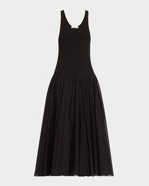 Double-Layered Crinoline Maxi Dress