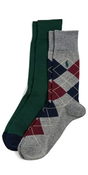Polo Ralph Lauren Argyle Socks 2 Pack Greyh 10-13