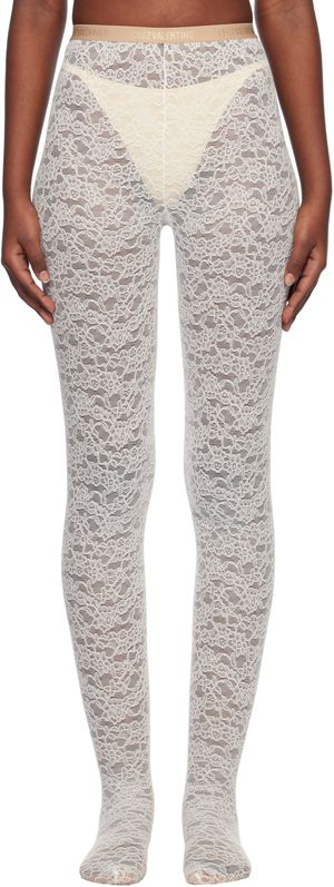 Valentino Garavani Collant 'Chez Valentino' blanc en dentelle