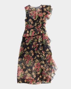 Cornelia Floral Organza Midi Dress