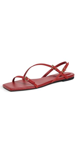 SIMKHAI Carey Suede Strappy Flat Sandals Crimson 40