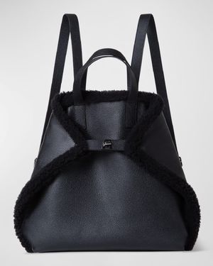 Ai Medium Sheep Shearling and Leather Backpack