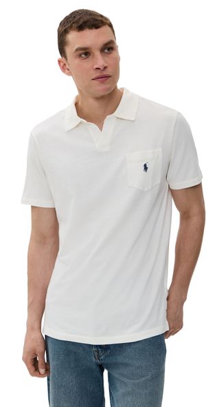 Polo Ralph Lauren Cotton Linen Johnny Collar Polo White XXL