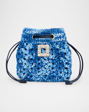 Tres Vivier Buckle Raffia Bucket Bag