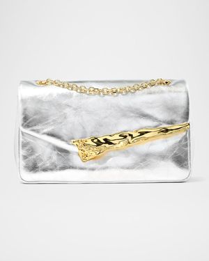 The Angular Metallic Leather Shoulder Bag
