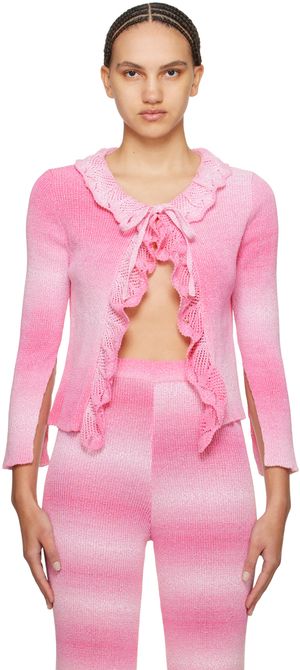 MSGM Pink Self-Tie Cardigan