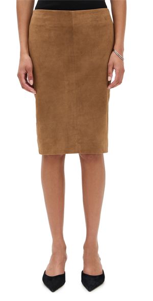 St. Agni Suede Pencil Skirt Toffee L
