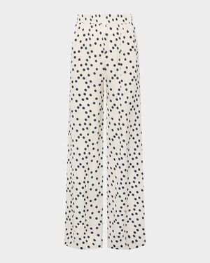 Lillian Polka-Dot Wide-Leg Pants