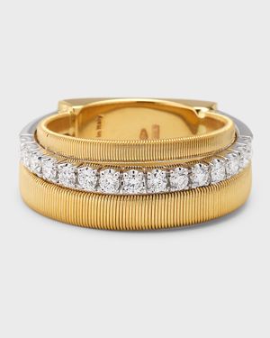 Masai 18K Yellow Gold Ring with Qne Row of Diamonds, Size 6