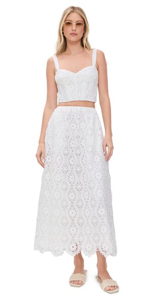 Saylor Rella Embroidered Skirt Set White L