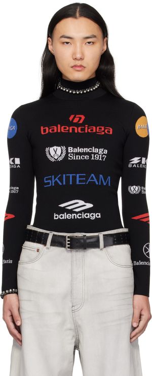 Balenciaga Col roulé ajusté noir à manches longues - Skiwear
