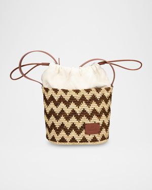 Small Chevron Raffia Bucket Bag