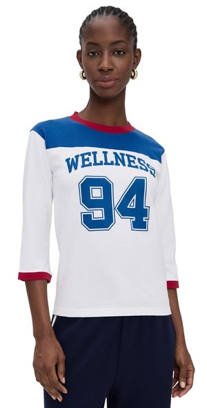 Sporty & Rich Wellness 94 Long Football Tee White/Ruby/Team Blue S