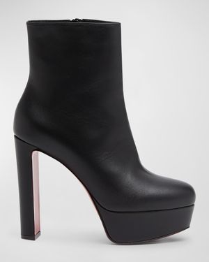 130mm Loo Leather Platform Booties