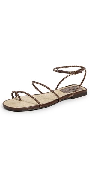 Schutz Kaya Straw Flat Sandals Desert Brown 5