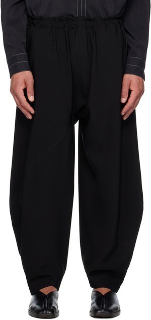 132 5. ISSEY MIYAKE Black Parallel Wrap Trousers