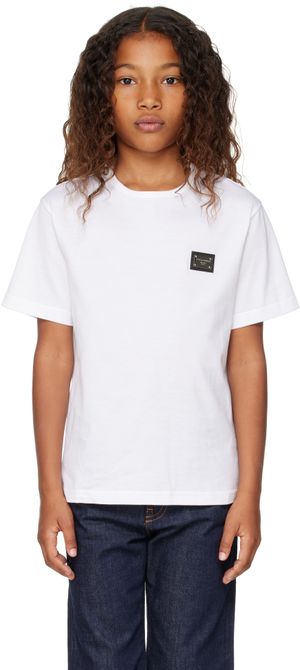Dolce&Gabbana Enfant | T-shirt blanc en jersey à plaque à logo