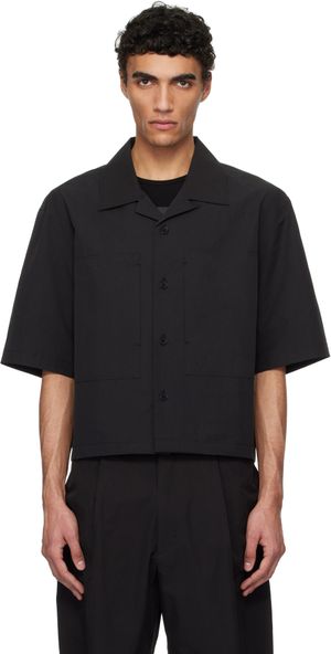 AMOMENTO Black Pocket Half Shirt