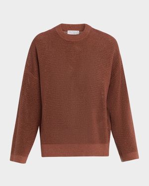 Metallic Cotton Diamond Stitch Crewneck Sweater