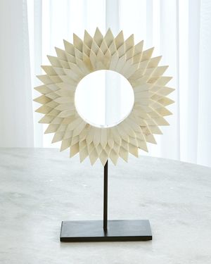 Small Three Layer Bone Sunburst Mounted Ring Sculpture