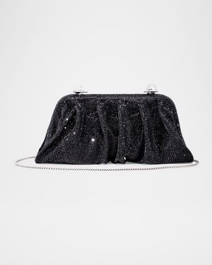 Venus La Grande Ruched Crystal Mesh Clutch Bag