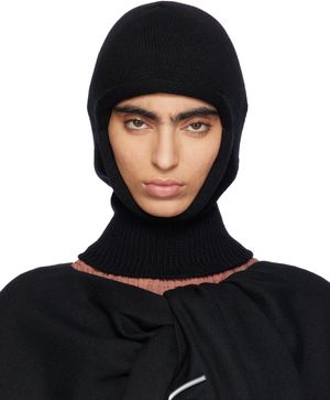 ISSEY MIYAKE Black Chunky Wool Balaclava