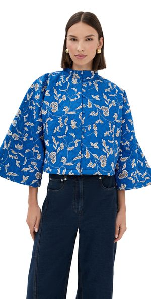 La Vie Style House Royal Blue Quilted Cropped Jacket Royal Blue One Size