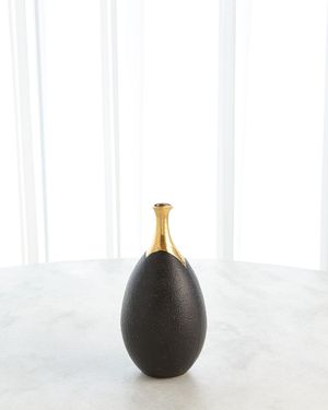 Small Golden Dipped Crackled Ceramic Vase