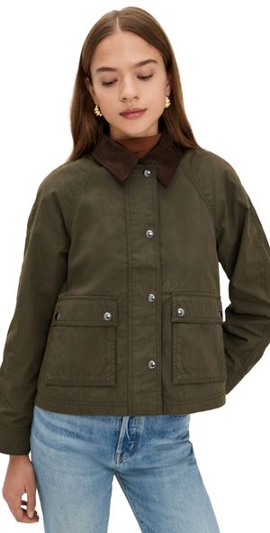 Madewell Waxed Zip-Front Barn Jacket Trench Green L