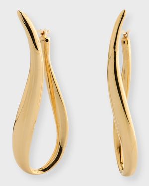 Golden Dreams 18K Yellow Gold Elongated Wavy Hoop Earrings