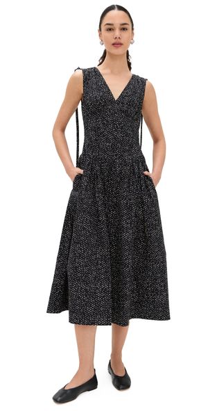 Proenza Schouler White Label Clayton Dress in Printed Poplin Black/Vanilla 0