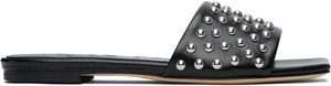 Aeyde Black Anna Studded Leather Sandals