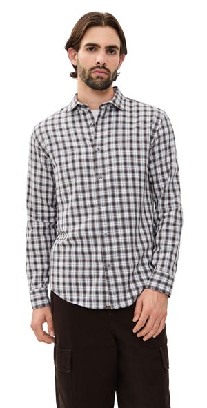 Billy Reid Mixed Plaid Hutcheson Sport Shirt Brown Multi XXL