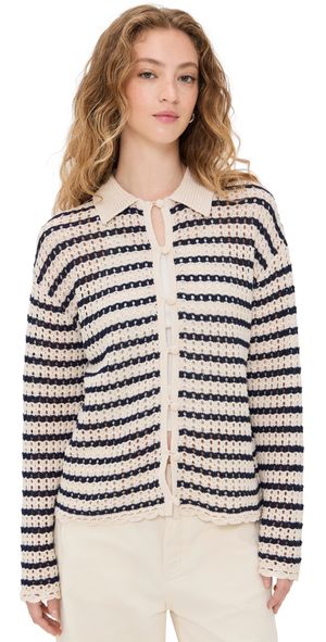rag & bone Khloe Stripe Cardigan Ivory XXS