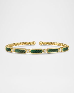 14K Yellow Gold Diamond and Malachite Bujukan Bangle