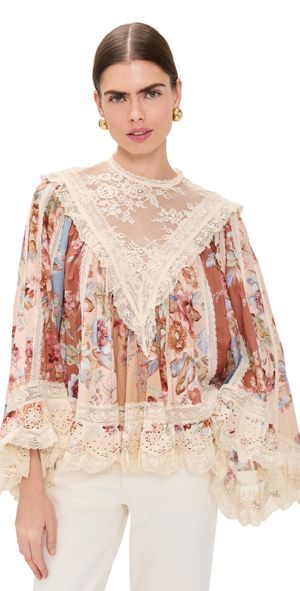 Zimmermann Awaken Lace Trim Blouse Spliced Print 3