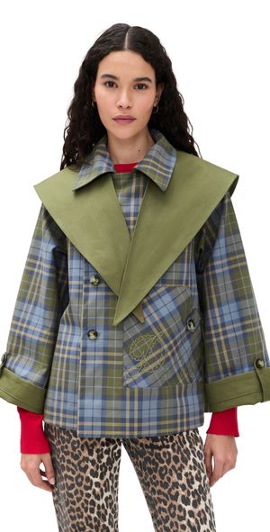 Damson Madder Reversible Jerry Crop Trench Coat Olive 6